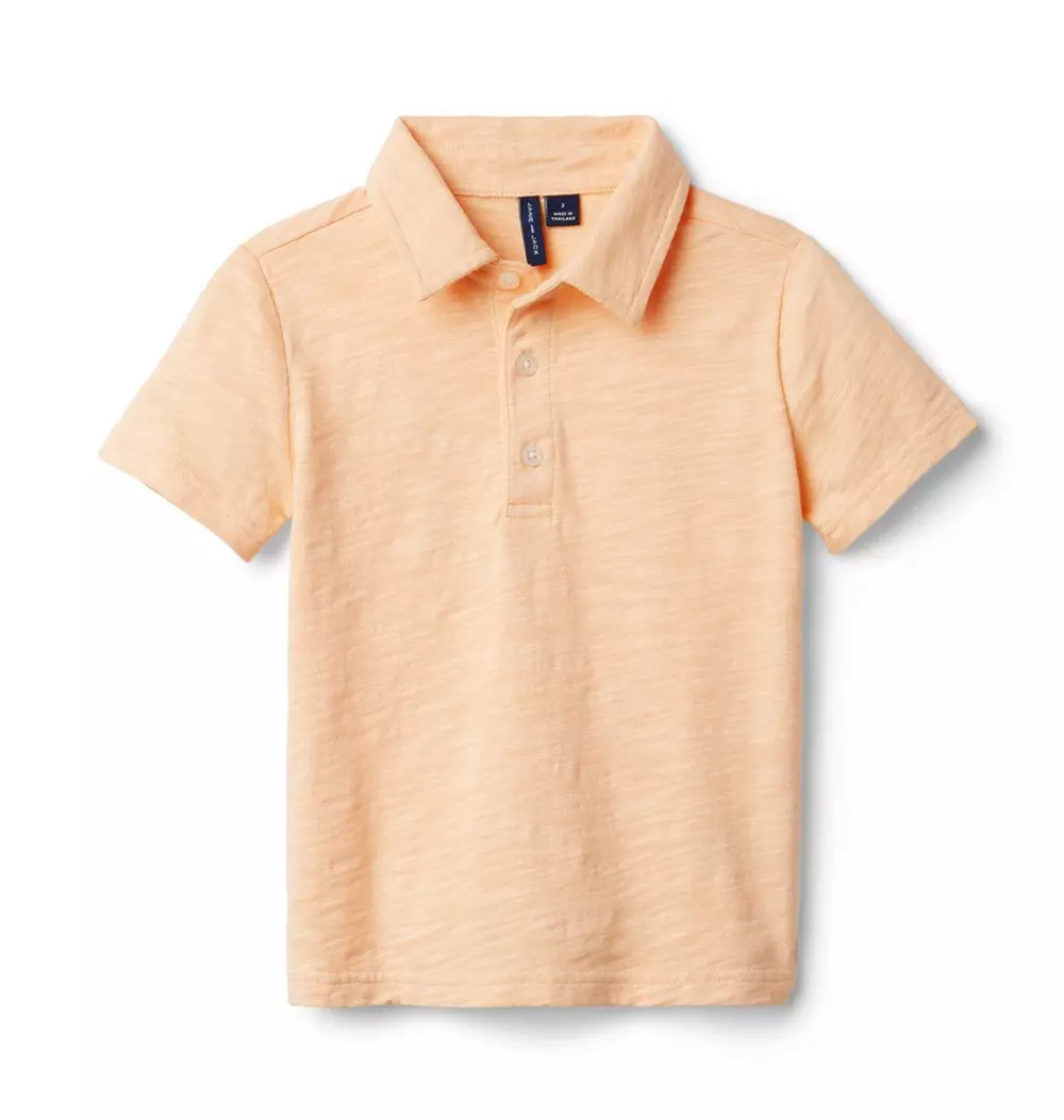 Janie and Jack Boys Polo T Shirt 14 Peach Nectar Short Sleeve Collared Logo